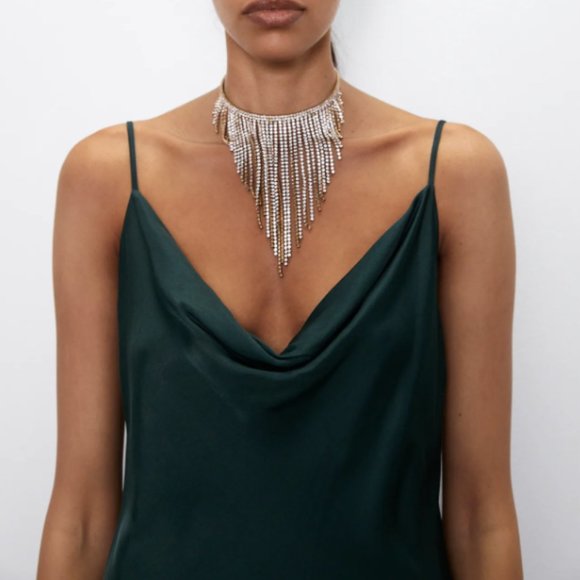 ZARA NWOT Flowing Camisole Dress - Emerald Green - Picture 2 of 10